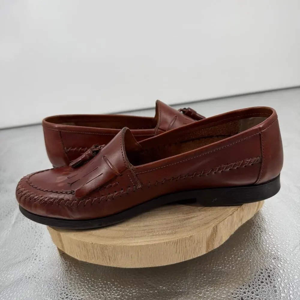 Giorgio Brutini Monocle Kilte And Tassel Brown leather loafers SZ 11D Brazil